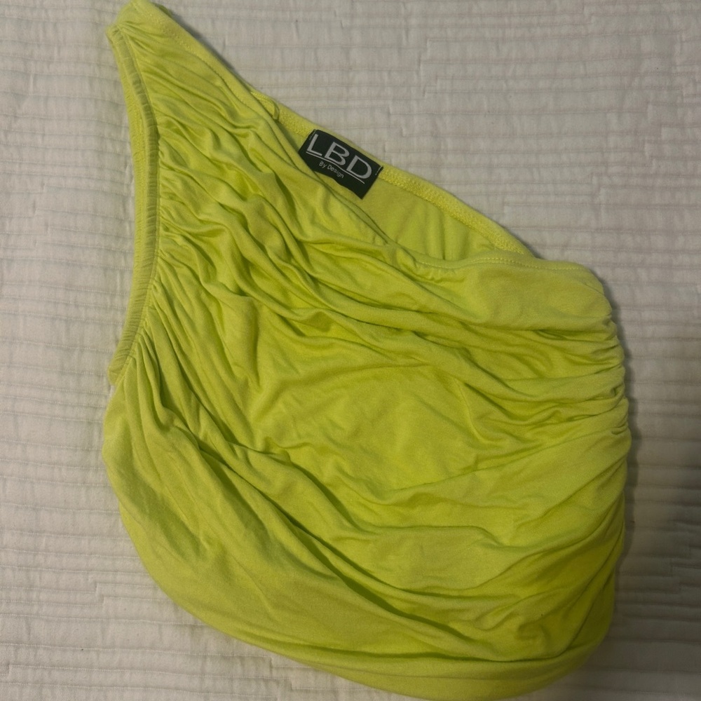 Women's Lime Green One-Shoulder Crop Top